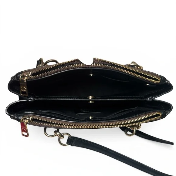 Coach Brown Signature Monogram Shoulder Bag with Large Corner Zip Wristlet - Picture 6 of 14